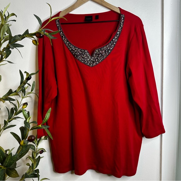 Rafaella Women’s Size 2X Red Top - Picture 1 of 5